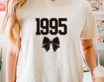 Camiseta de año de nacimiento, camiseta de color cómodo, camiseta de cumpleaños, camiseta de inspiración vintage, camiseta de 1995, 30 cumpleaños, regalo de camiseta del año de nacimiento 1995