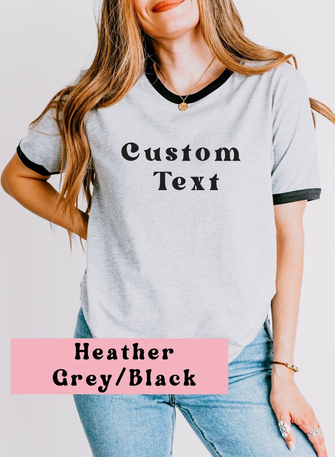 Custom Text Ringer T-shirt, Custom Shirt Personalized Shirt, Custom ...