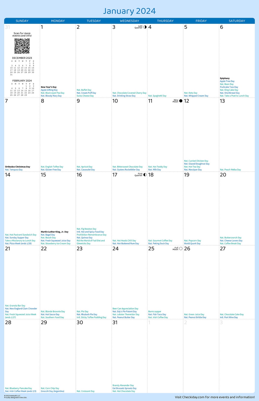 2024 National Food Holiday Calendar Printable 1400 Events FREE Access