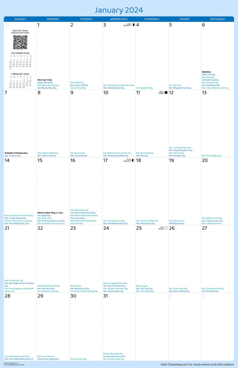2025 National Food Holiday Calendar Printable 1400 Events FREE Access to Descriptions Etsy