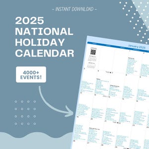 National Holiday Calendar 2025 | Printable | 4000+ events | FREE access to descriptions