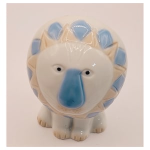Vintage Lion Bank, Nursery Lion Bank in Ivory Blue and Tan