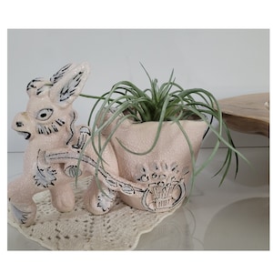 Vintage Italian Planter,  Pink Textured Donkey and Cart Indoor Planter, Plant Lover Gift, Succulent Planter, Vintage Kitchen, Pink Kitchen