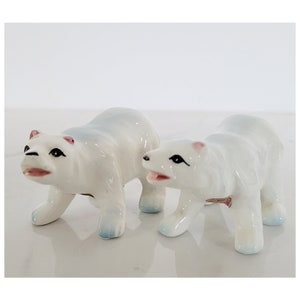 Vintage Ceramic Polar Bear Shaped Salt and Pepper Shakers