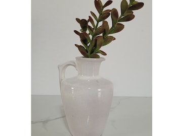 Vintage White Frankoma Pottery Pitcher or Vase, White Pottery Vase, Vintage Farmhouse Vase, Vintage Kitchen Pottery