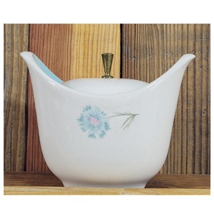 MCM Taylor Smith & Taylor Sugar Bowl, Vintage Sugar White with Blue Interior, Vintage Kitchen