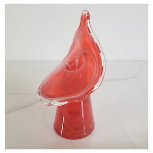 Red and Pink Jack in the Pulpit Art Glass Vase, Vintage Art Glass Vase, Short Blown Glass Jack Pulpit Vase, Gardener Gift