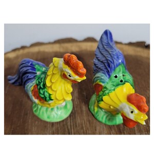 Vintage Rooster Salt and Pepper Shakers, Vintage Kitchen, Farmouse Kitchen