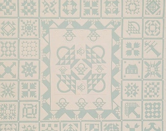 Vintage Print Country Sampler by Mary Rutherford, Vintage Farmhouse Art, Quilting Art, Vintage Quilt Art