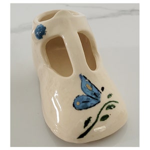 Vintage Ceramic Baby Shoe, Vintage Mary Jane Shoe with Butterfly, Nursery Decor Shoe, Shoe Collection