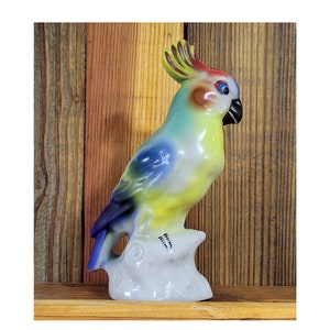 Cockatiel Porcelain Figurine, Vintage Steatyt Bird, Polish Porcelain Bird Figurine, ZB Katowice