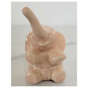 Pink Baby Elephant Porcelain Figurine,  Pink Elephant in Diaper, Nursery Elephant, Elephant Figurine