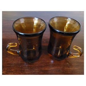 Vintage Pair Amber Glass Espresso Cups, Vintage Coffee, Vintage Kitchen