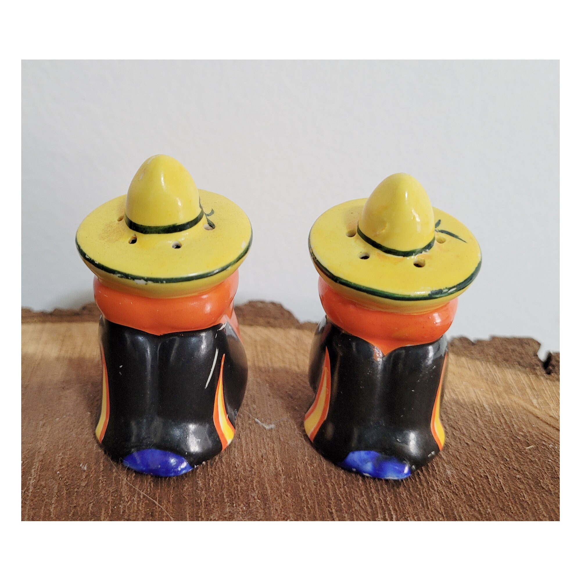 Mexican salt＆pepper Vintage Salt and Pepper Shakers Sombrero Siesta, Colorful