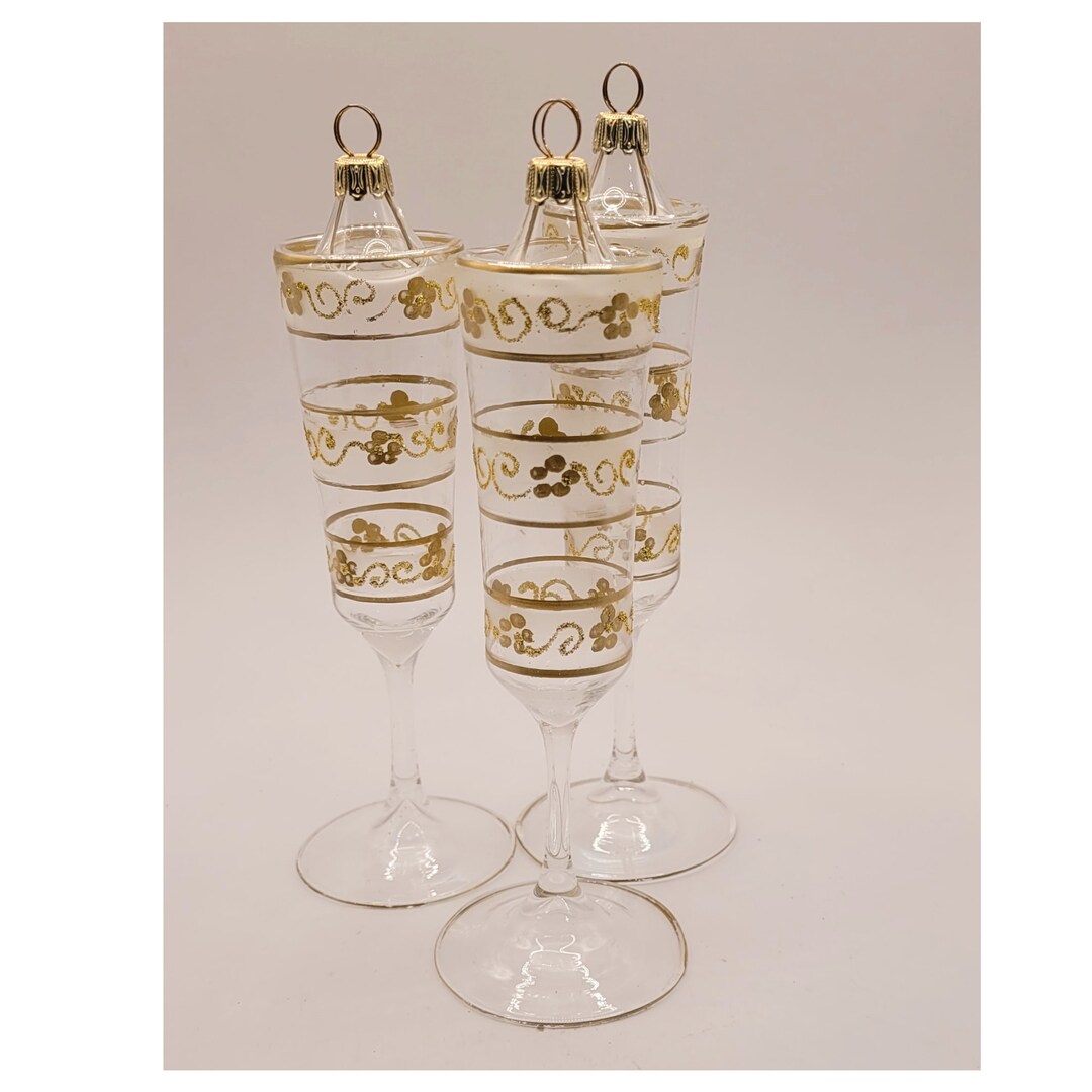 Vintage Italian Champagne Flute Christmas Ornament or Place Card Holder