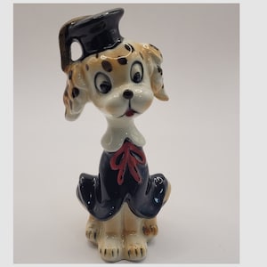 Dalmatian in Graduation Cap & Gown, Vintage Anthropomorphic Dalmatian Figurine, Porcelain Dog Figurine, Dog Collection