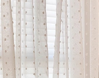 Pom Pom Sheer Curtain | Nursery Semi Sheer Window Curtain | Custom made bohemian sheer custome size curtain 1 panel