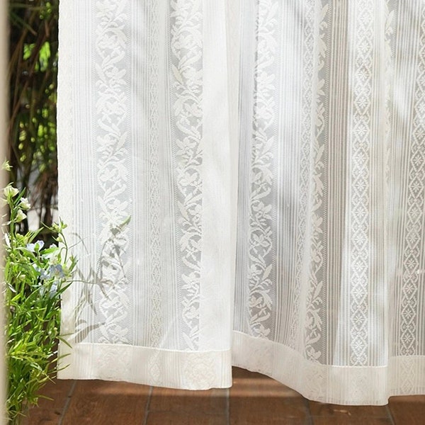 French Style Floral White Lace curtain | Elegant Baroque style Lace Curtain | Custom Size Romantic Lace sheer curtain panel | 1 panel