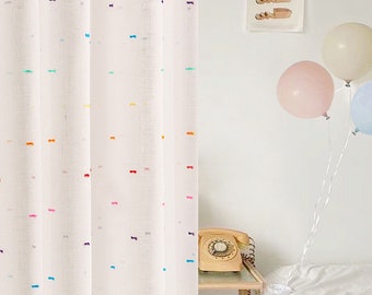 Extra Long Colorful Dotted Sheer Curtain | Custom Size Nursery coloured Spotted pattern sheer curtain| Bohemian curtain 1 panel