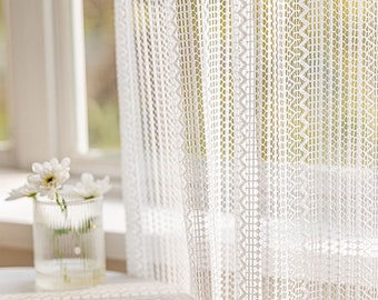 Cortinas de encaje blanco extra largas / Elegante cortina de encaje de estilo francés para sala de estar / Cortina transparente de encaje romántico hecha a medida / 1 panel