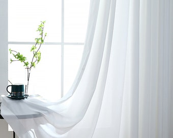 Paar | Klassische Reinweiße Gardinen | Dicker reiner weißer Vorhang | Custom Size Einfache weiße Georgette Vorhang Paneele
