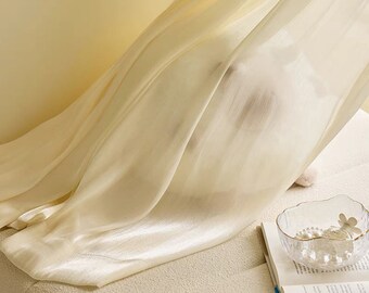 Extra long Ivory Shimmering Shine Curtain|Summer style Light yellow Sparkle Curtain |Custom Size Romantic Metallic sheer Curtain