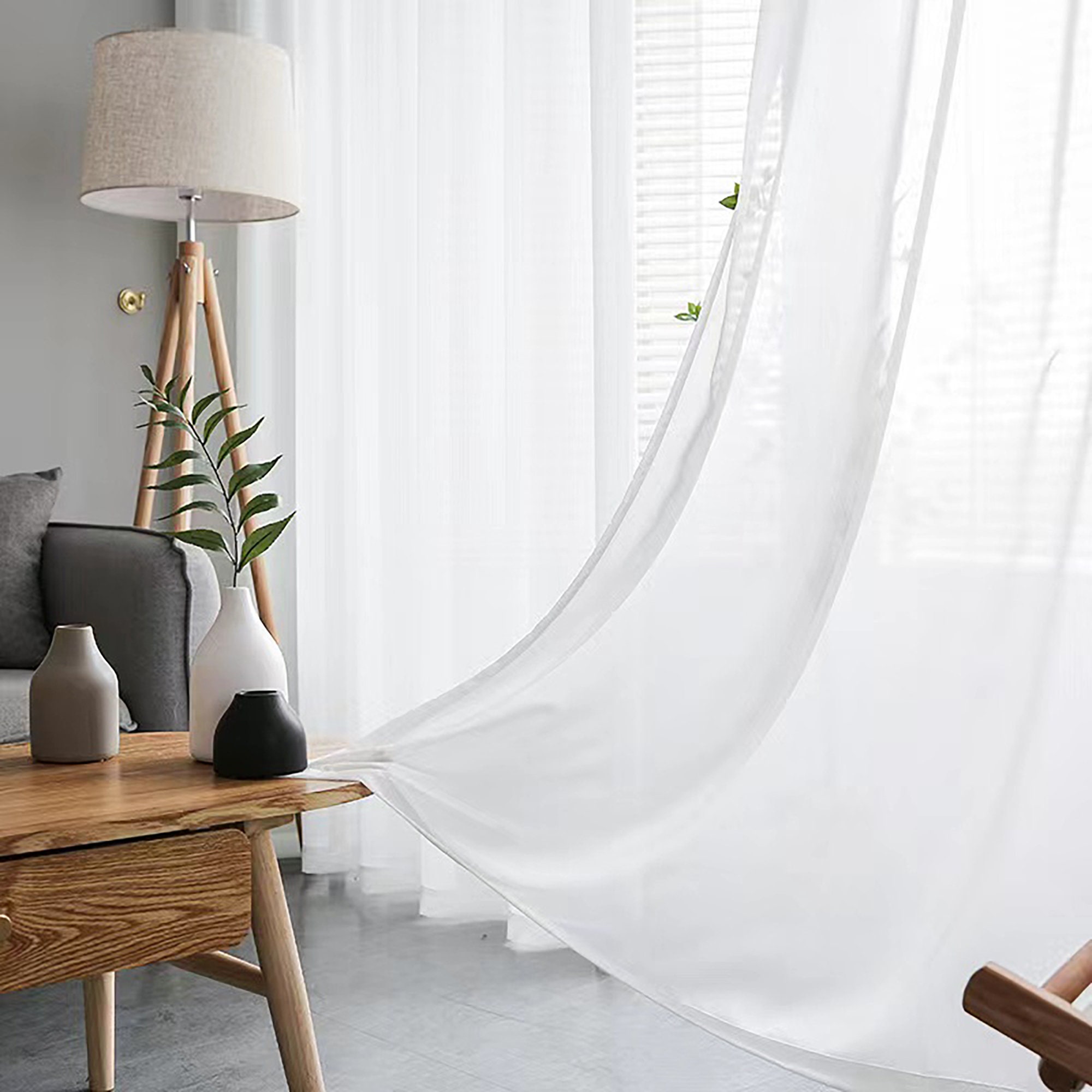Pair of Classic Pure White Sheer Curtain thin Pure White - Etsy