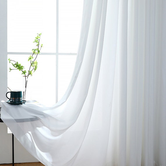 Paar Klassische Reine Weiße Gardinen Dicker Reiner Weißer Vorhang  Benutzerdefinierte Größe Einfache weiße Georgette-Vorhangplatten -   Österreich