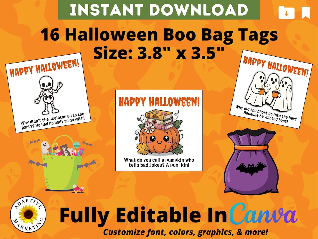Rustic Boo Tags Printable Printable Halloween Boo Bag Tags – Set of 18, 3.8” X 3.5” | Editable ...