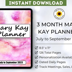 Mary Kay Kalender | 3 Monate | Juli - September 2025 | 3 Monate Mary Kay Planer | Kalender 2025 Mary Kay | Mary Kay Geschäft | Mary Kay Kalender