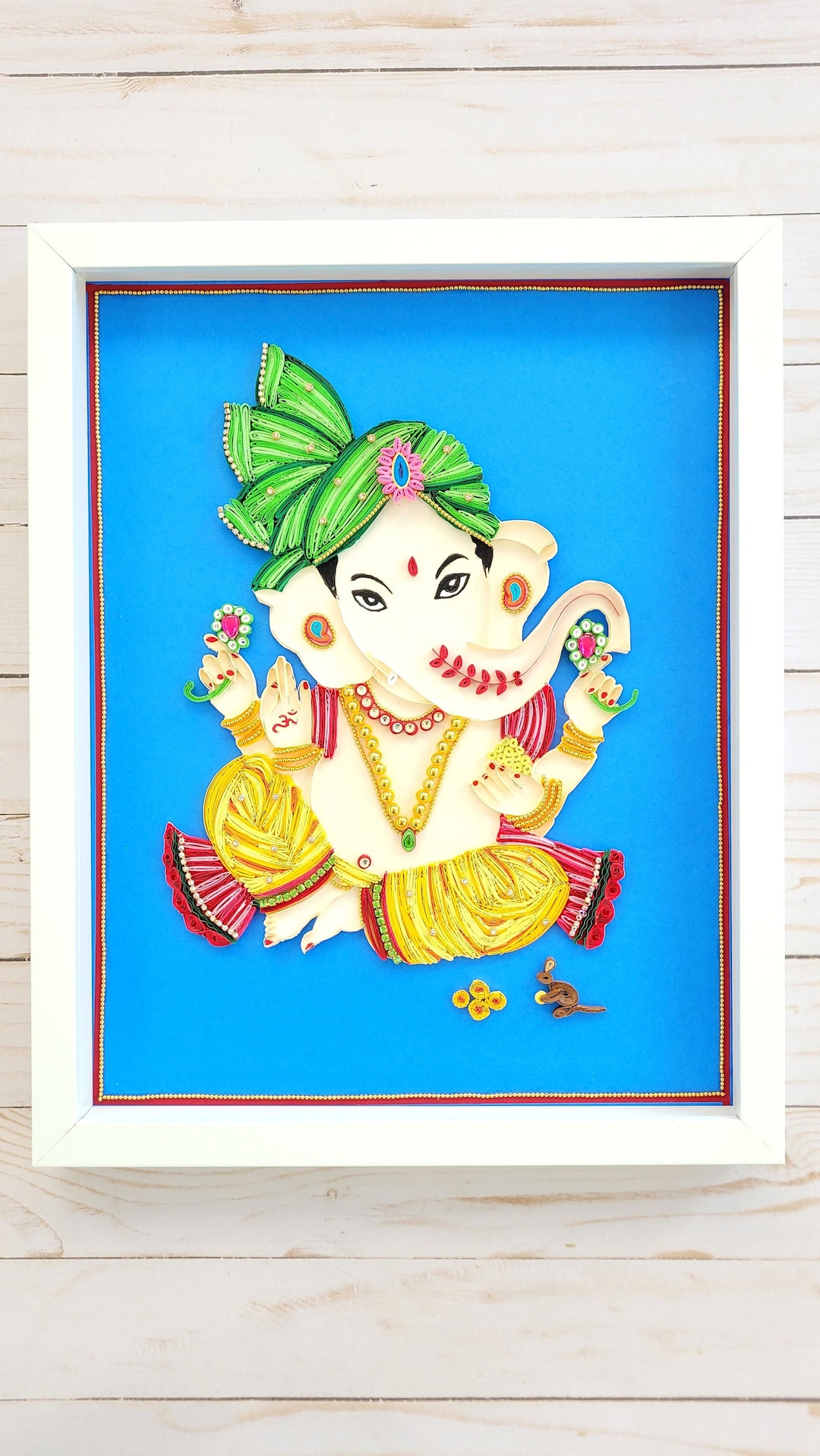 Ganesha Hindu God Quilling Art Shadow Box Art Gift Etsy