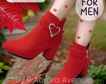 Botines de ante para hombre con hebilla de corazón, botines de piel aterciopelada con tacón alto, zapatos para transexuales, zapatos para mariquitas, zapatos para mujeres, zapatos para travestis
