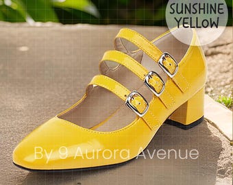 Mary Jane Shoes Men With 3 Buckle Straps and Block Heels, Mary
