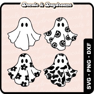 CUTE GHOST Bundle, Retro Ghost Halloween SVG, Cute Halloween Svg Design, Cute Halloween Clipart, Halloween Ghostie Svg, Retro Halloween Svg