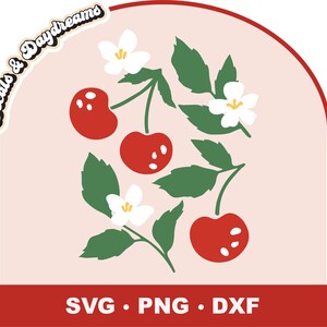File SVG CILIEGIA FLOREALE per Cricut, File di taglio Svg ciliegia, Svg ciliegia, Clipart Svg ciliegia estiva, Clipart Svg frutta estiva, Cricut Cherry Svg
