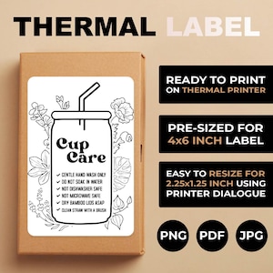 Can Glass Cup Care Karte, Thermodrucker Etiketten, Cup Anweisungen Aufkleber, Libbey Can Glass Care Card, Thermoetiketten für Tassenhersteller