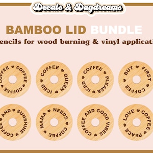 Bamboo Lid Stencil BUNDLE, Bamboo Lid SVG Designs, Bamboo Lid Svg Decals for 70mm Bamboo Lid, Wood Burning Stencil Svg, Bamboo Lid Decal