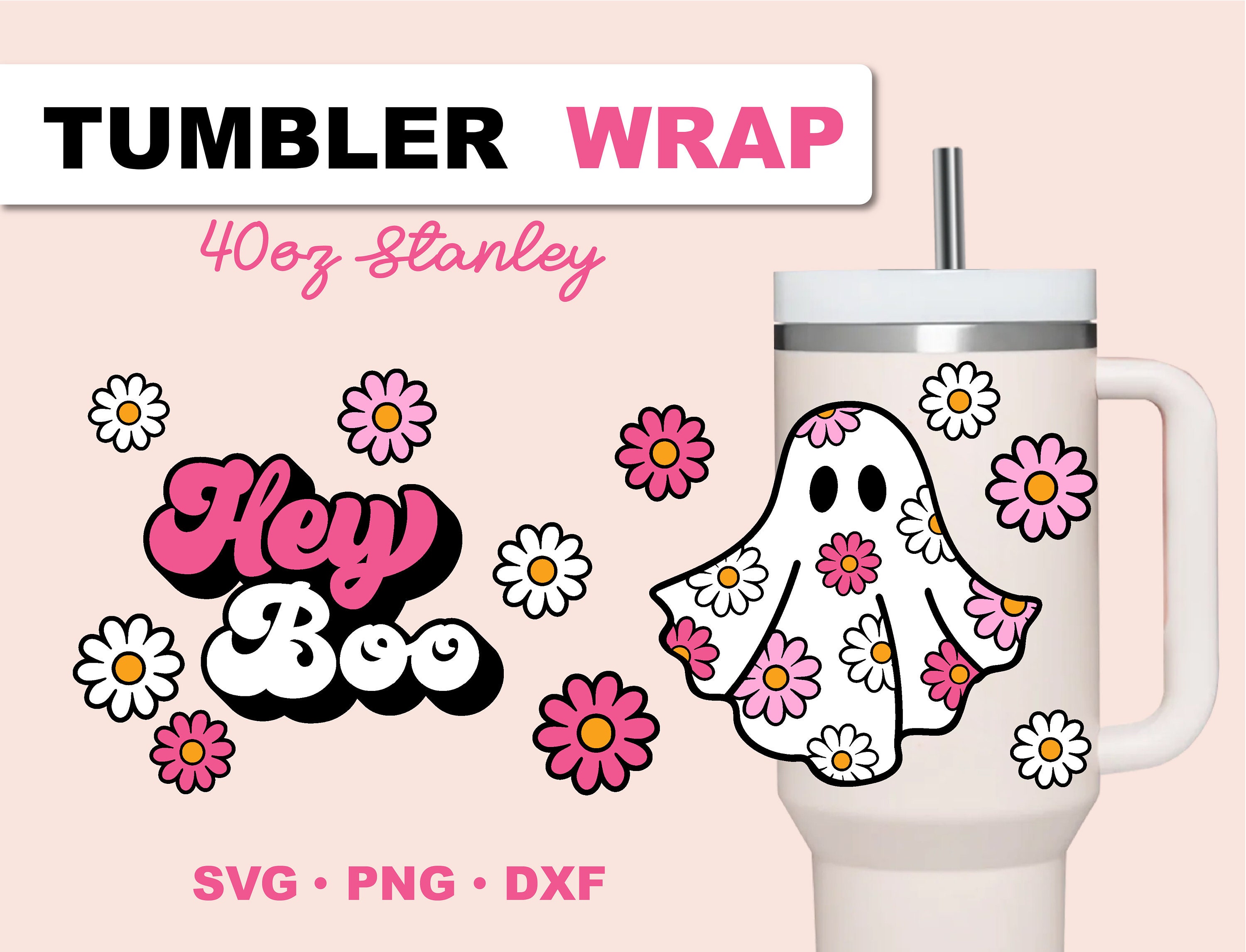 Mini Daisy Flower Lovely Floral Full Wrap for Stanley Quencher Tumbler 40  Oz . Dxf, Png, Svg File for Cricut, Digital File (Download Now) 