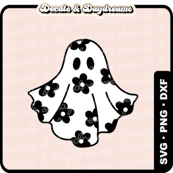 DAISY GHOST Svg, Cute Ghost Halloween SVG, Halloween Svg Design, Cute Halloween Clipart, Halloween Flower Ghost Svg, Floral Ghost Svg