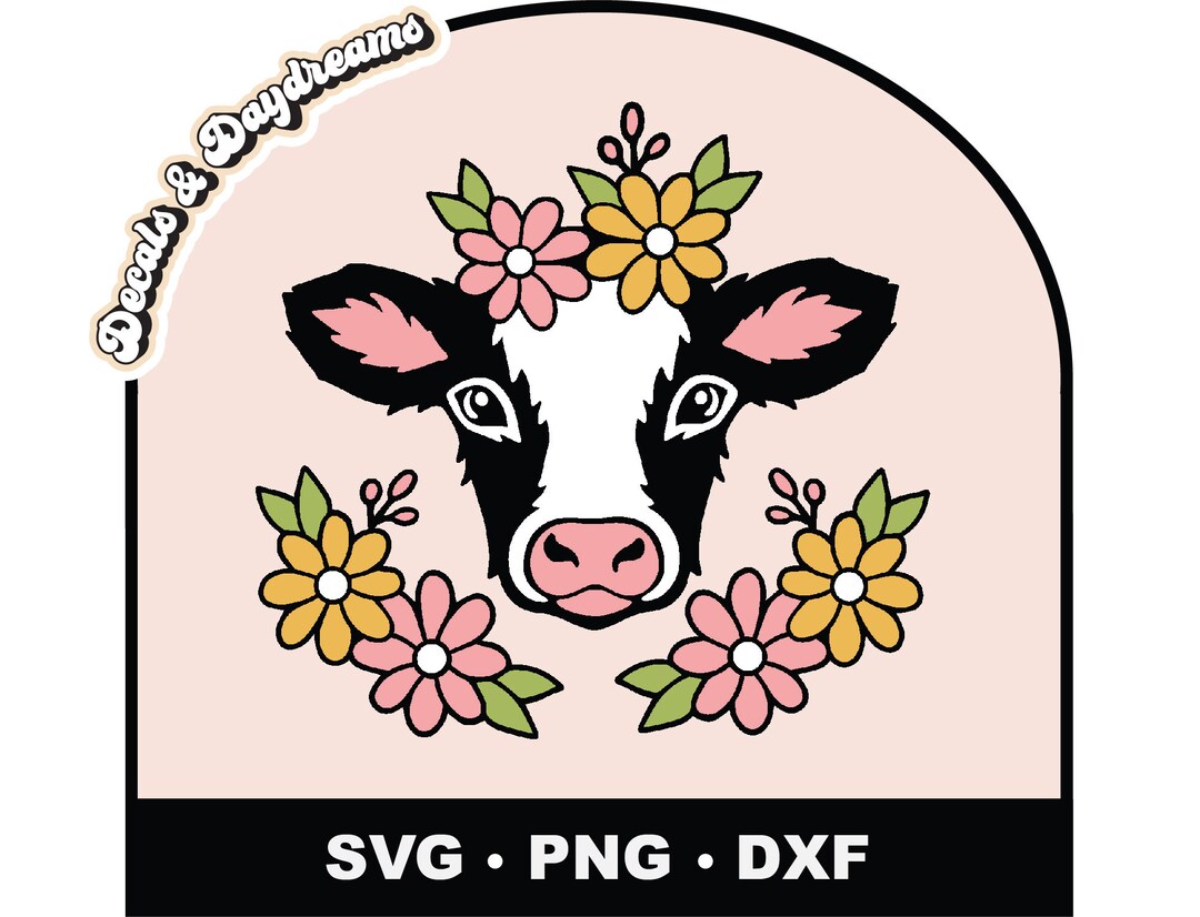 DAISY COW SVG File for Cricut, Cute Cow Svg Cut File, Flower Cow Svg