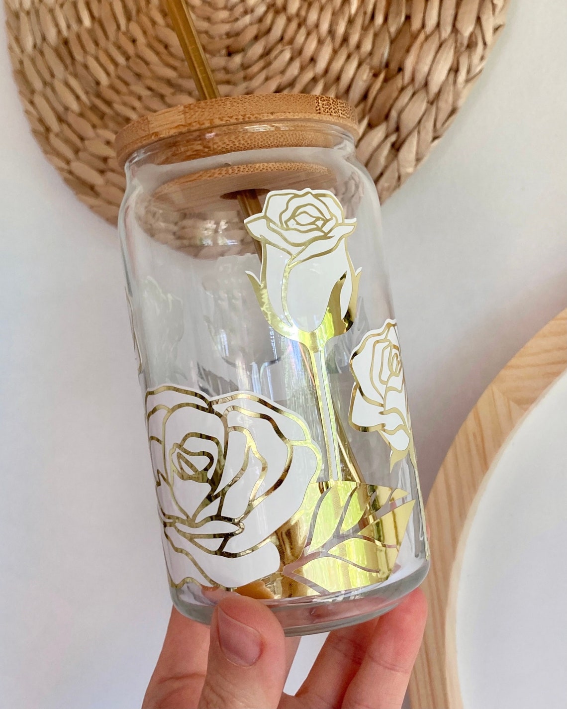 Layered Roses Can Glass Wrap, 16 Oz Libbey Full Wrap Svg, Rose Can ...