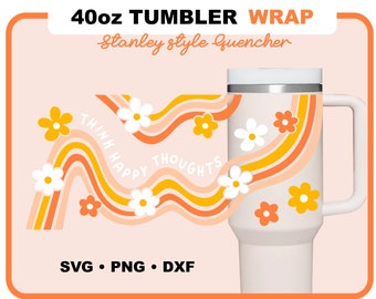 DAISY RAINBOW 40 oz TUMBLER Svg, Stanley 40oz Tumbler Wrap, Stanley Cup Wrap, Stanley Cup Svg, Stanley Tumbler Svg Wrap, Quencher Svg