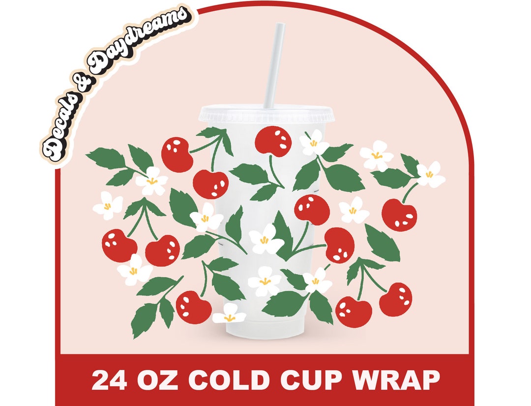 FLORAL CHERRY Cold Cup SVG, Cherry Cup Svg for 24oz No Logo Cold Cup