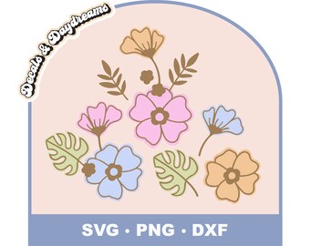 FRÜHLINGSBLÜTE SVG, Blumen-Svg-Cricut, Blumen-Svg-Bundle, Blumen-Png, Blumen-Clipart, geschichtete Blumen-Svg, süße Blumen-Schnittdatei