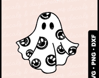 SMILE GHOST Svg, Cute Ghost Halloween SVG, Halloween Svg Design, Cute Halloween Clipart, Halloween Ghost Svg, Groovy Halloween Svg