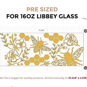 Flower Bee Can Glass Wrap Svg, 16 Oz Libbey Full Wrap Svg, Can Glass ...