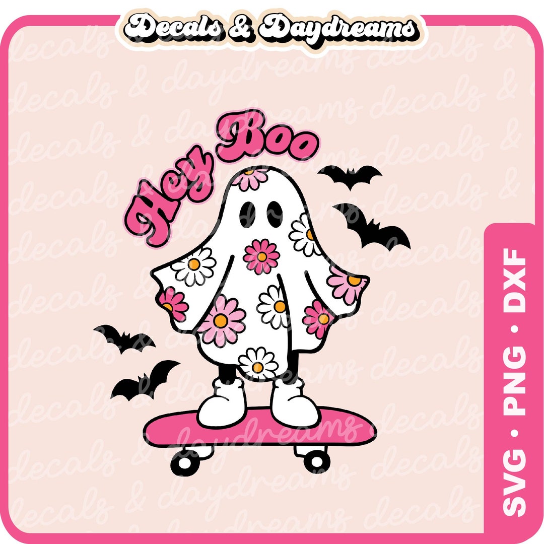 Cute ghost svg hey boo ghost svg cute ghost png flower ghost svg