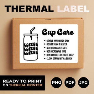 Libbey Can Glass Cup Care Card, Thermodrucker-Etiketten, Cup-Anweisungsaufkleber, Dosenglas-Pflegekarte, Thermoetiketten für Tassenhersteller