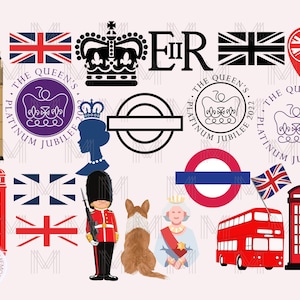 Queen's 70th Jubilee, Sublimation, Jubilee Clipart, Jubilee digital downloads, Platinum Jubilee Bundle, cards, invitations, t-shirt SVG PNG