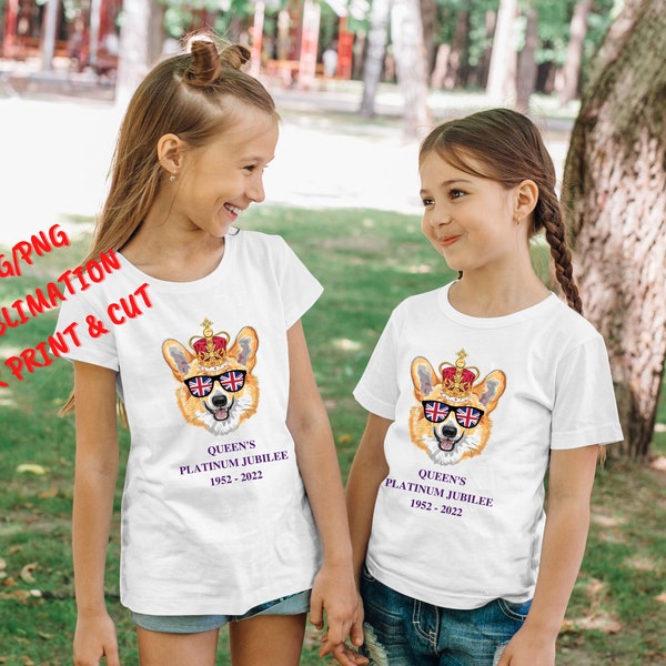 Kids Queen Elizabeth II Platinum Jubilee 2022 CELIBRATION official Emblem T shirt Union Jack 70 Years The Queen's T shirt Union Jack Corgi